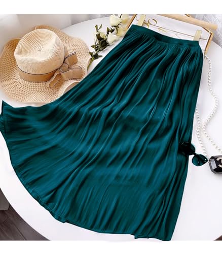 Women's Metallic Shiny Maxi Skirts Lightweight Silky Flowy Skirt for Summer Beach Holiday3