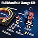 VIVOHOME HVAC Manifold Gauge Set for R134a R1234yf R454B R410a R32 Refrigerant, Automotive Residential AC Gauges with 5ft Hoses R134a R1234yf Quick Couplers Can Taps for Car Freon Charging Evacuation