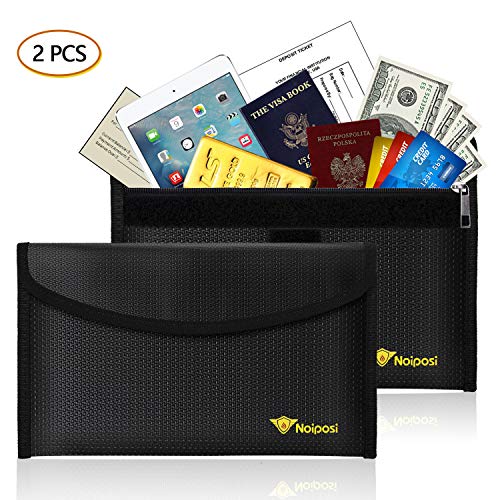 Noiposi Fireproof Money Bag, 10.8"x6.7" Waterproof and Fireproof Envelope, Small Fireproof Safe Storage Pouch