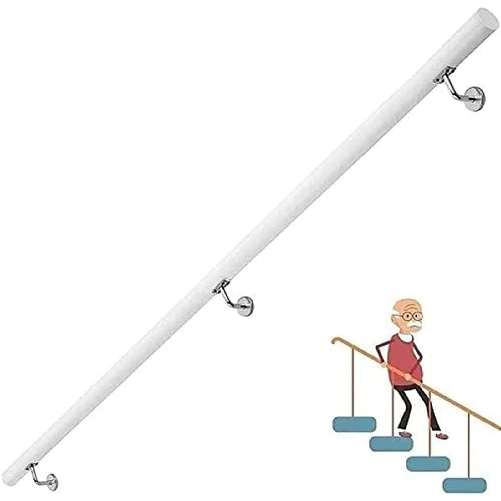 Rampe d'escalier en pin blanc massif, l'excellence d'une main courante murale durable
