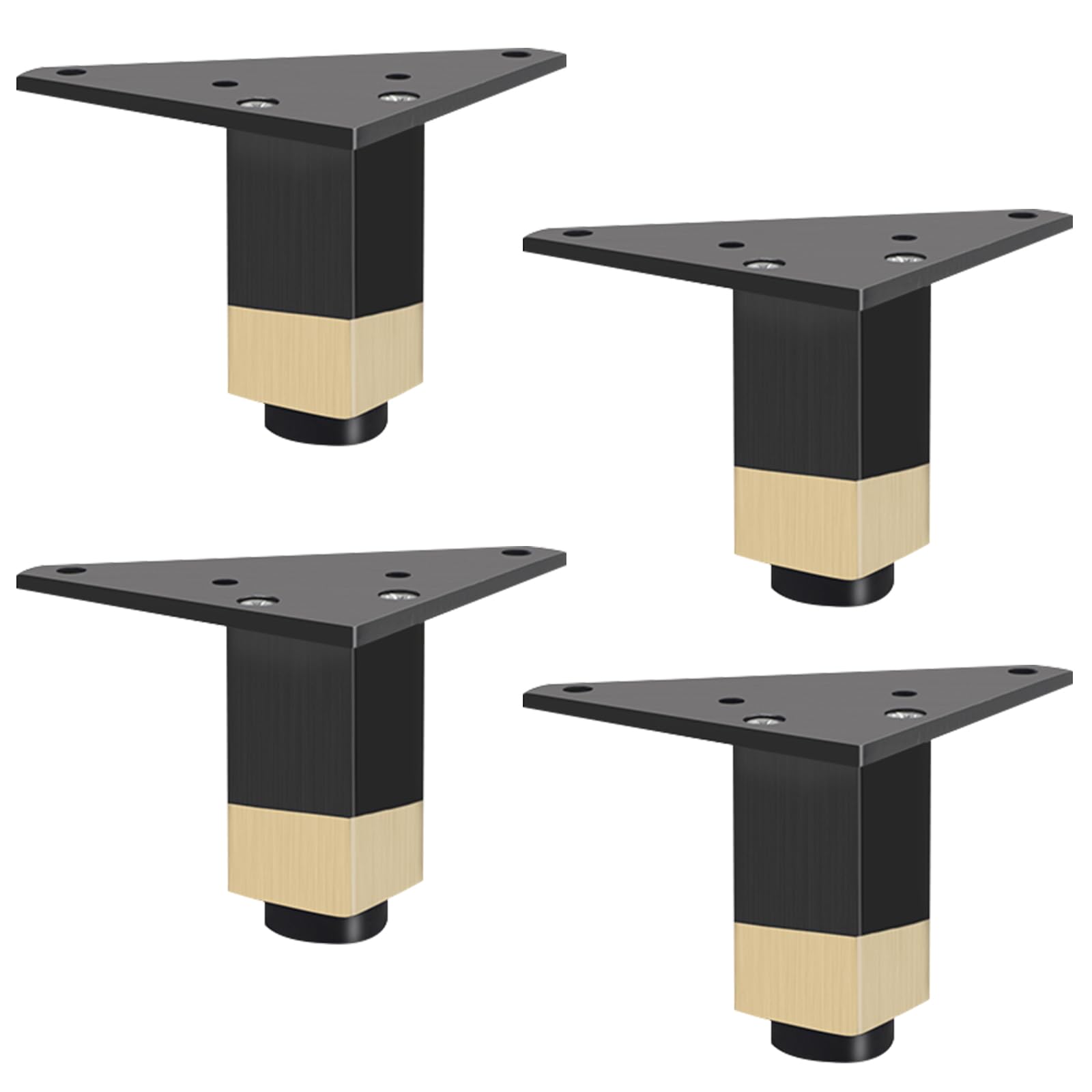 SZLXJMFL Black with Gold, 4pcs Table Legs DIY Metal Furniture Feet Adjustable 6cm-40cm Heavy Duty Sofa Legs Cabinet Legs Cupboard Feet Kitchen Foot, Rubber Anti-slip Mat, Free Screw-8cm/3.1"