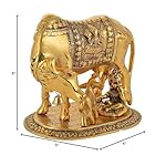 Kamdhenu Cow with Calf & Krishna Gold Colour,Brass,Home Decorative Figure Showpiece | Gold,Standard,Spiritual showpiece | Nandi Cow and Krishna Decorative Showpiece - Image 5