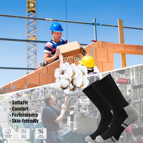 Ortis Men's Cotton Cushion Crew Socks Moisture Wicking Breathable Thick Warm Thermal for Athletic Heavy Duty Work Boot4