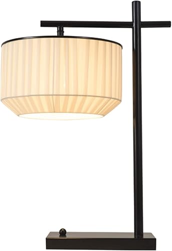 Miniatura 1 de NOLLAM Lámparas de Mesa Chinese Vintage Table Lamp Traditional Retro Bedside Lamp WHandmade Fabric Lampshape Zen Nightstand Lamp for Bedroom Home