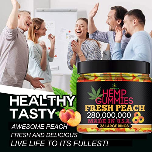 Hemp Gummies for Peace and Relaxation-High Potency Hemp Oil Gummys Peach-Fresh Full Flavor-Natural Hemp Edibles-for Back, Knees, Calm, Sleep, Discomfort-36 Large Rings-Made in USA - Image 4
