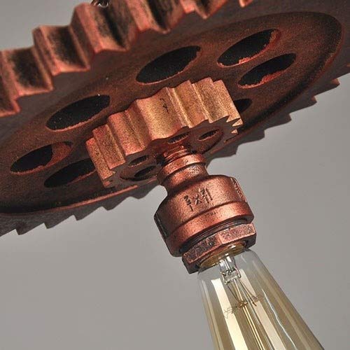 Lustre industriel vintage en bois noble avec hauteur réglable E27 - 3