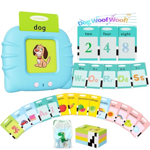 Image of Aullsaty Talking Flash Cards for Toddlers 1-3, Upgraded 248 Sight Words Montessori Speech Therapy Toy, Autism Sensory Educational Learning Toys, Birthday Gift for Boys Girls (Blue)