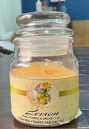 Image of Yankee Jar Paraffin Wax Candles Perfect for Decoration of Dinner, Wedding Parties, Church, Spa, Restaurant, Smokeless Dripless Long Lasting(Lemon, Set of 1 - Burn Time: 12 Hr)