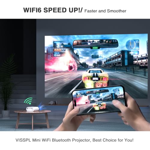 Image of Mini Projector with WiFi and Bluetooth, VISSPL FHD 1080P Projector, Portable Outdoor Projector with Tripod, Home Theater Movie Phone Projector Compatible with Android /iOS /Windows /TV Stick /HDMI /USB