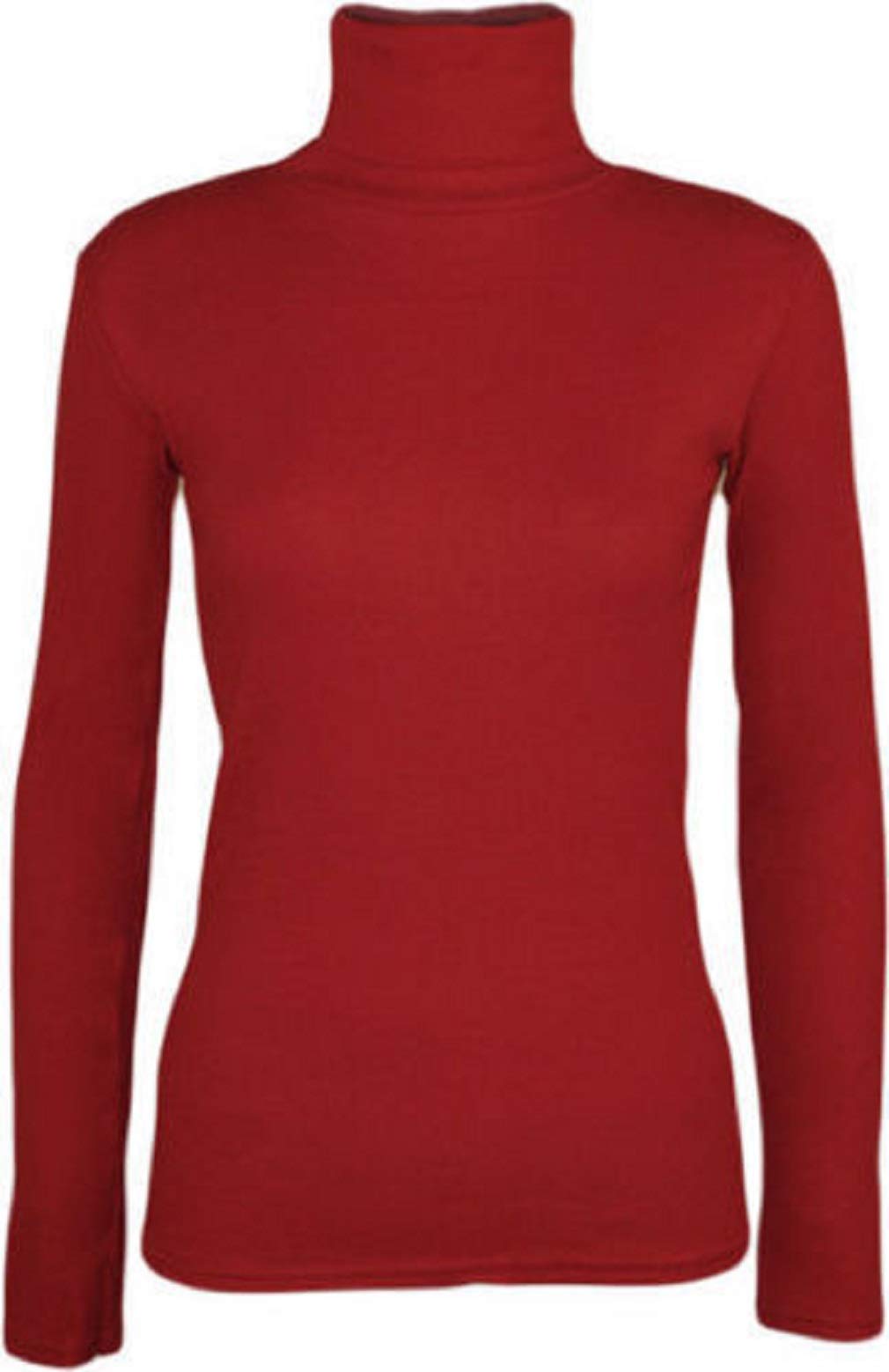 METLUQ M0D4 Ladies Plain Polo Long Sleeve Roll Neck Turtle Jumper Top 8-26 (Wine, UK 24-26 XXXL)