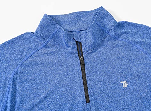 Bgowatu Men's Golf Polo Shirts Long Sleeve Quarter Zip Pullover Hiking T-Shirt Upf 50 Lightweight Running Tennis Tops Blue Xxl #TOP5