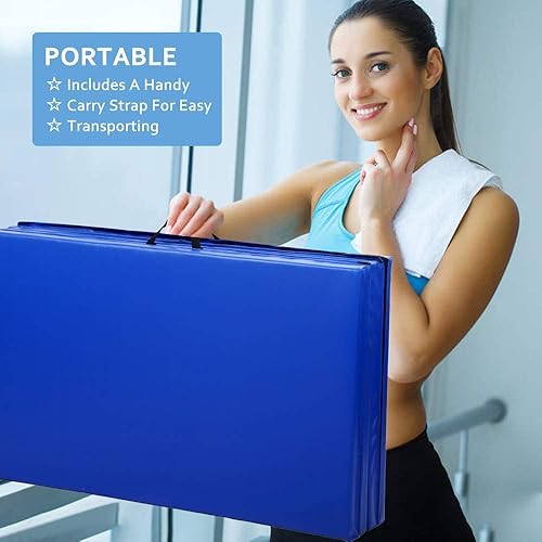 Miniatura 3 de Payhere Tapete grueso de gimnasia de 4 x 8 x 2 pulgadas, extra grueso, de alta densidad, antidesgarros, plegable, para el hogar, tapete de gimnasio