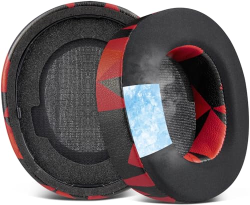 Image of SOULWIT Cooling-Gel Replacement Earpads for Steelseries Arctis Nova Pro Wireless /Arctis Nova Elite Headphones, Ear Pads Cushions with High-Density Noise Isolation Foam, Added Thickness - Red Storm
