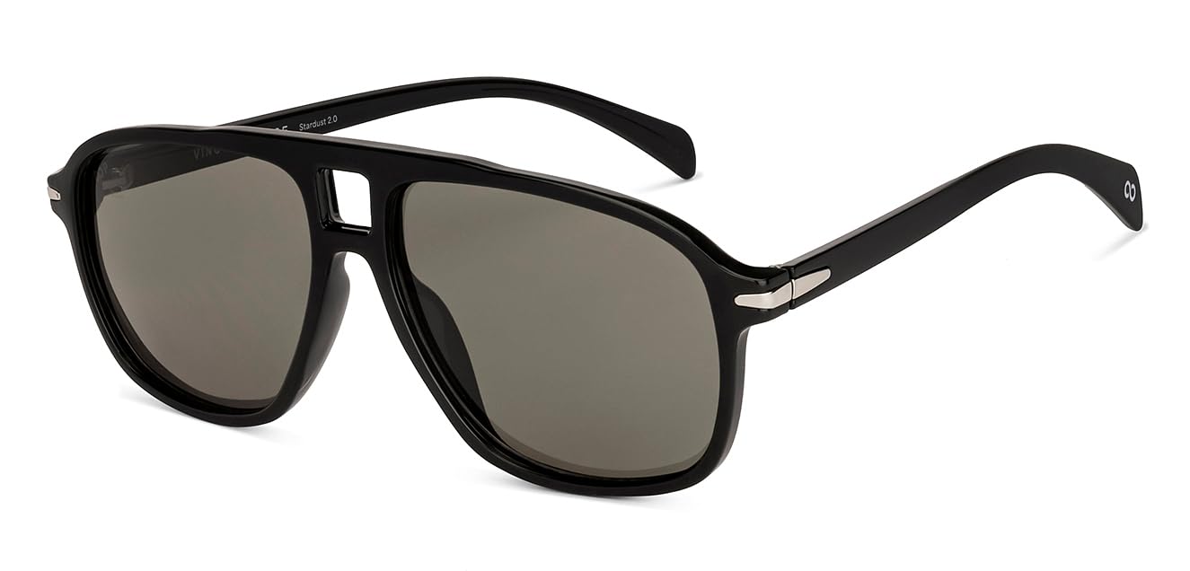 Polarized and 100% UV Protected | Branded and Stylish Sunglasses | Black - Grey Full Rim Rectangular | Stardust | For Men & Women | Large | VCS000328-image-32