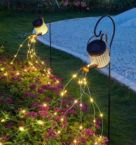 ケトルランプ ソーラーじょうろライト 2個セット スタンド付 ジョウロ ガーデンライト 自動点灯 屋外 防水 装飾用 ソーラーライト ソーラーランタン 置物ライト LEDライト 配線不要 おしゃれ ガーデンデコレーション (暖かい光)のサムネイル