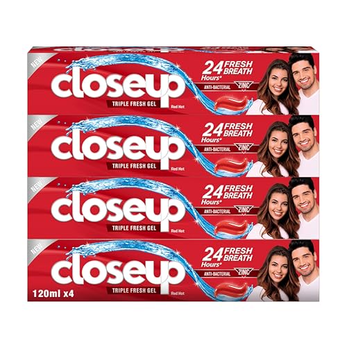 Closeup Triple Fresh Gel Toothpaste Red Hot for 24HR fresh breath 120ml x 4