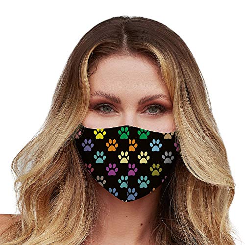 Best Cyber Monday 🔥 Washable Face Mask with Adjustable Ear Loops & Nose Wire - 3 Layers, Made in USA - (Paw)