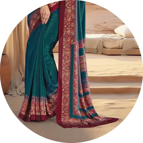 Image of Jaanvi fashion Women's Crepe Silk Saree with Unstitched Blouse Piece | Soft Lightweight Traditional Ethnic Wear Saree for Party, Wedding, Festival