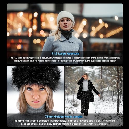 Image of VILTROX 75mm f /1.2 E Lens for Sony E Mount, PRO 75mm f1.2 Auto Focus Prime Lens Compatible for Sony E Mount Mirrorless a7R a7IV a7RIII a7RIV a7RV A1 FX3 ZVE1 A7CII a6000 a6400 a6600 a6700 ZV-E10 FX30
