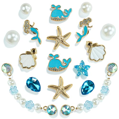 LOTUESAN Ocean Theme Decorative Shoe Charms Set Seashell and Starfish Design for Shoes Sandals Bracelets Bags