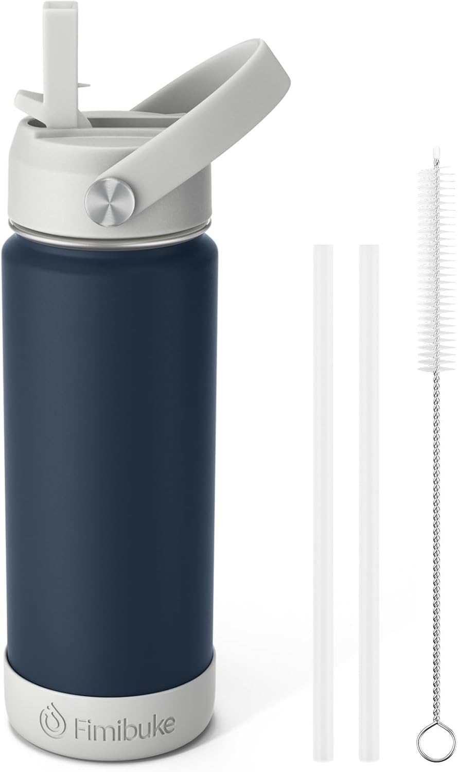 Fimibuke Kids Insulated Water Bottle, 18oz BPA FREE 18/8 Stainless Steel Kids Cup with Straw Travel Tumbler Double Wall Vacuum Leak Proof Toddler Water Bottle for School Boys Girls(1 Pack, Slate)