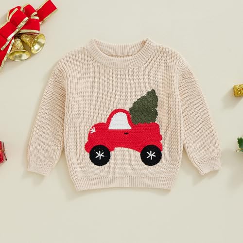 Toddler Baby Girl Boy Christmas Knit Sweater Letter Tree Embroidery Long Sleeve Pullover Tops Infant Winter Clothes2