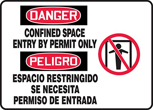 Panneau Danger Espace Confiné autocollant vinyle 25x35 cm