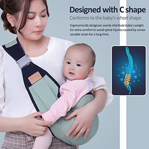 HINATAA Breathable Baby Sling, Adjustable Baby Carrier, Baby Carrier Wrap, Quick Dry, Thick Shoulder Straps for 0-36 Months Baby (Green A) - Image 4