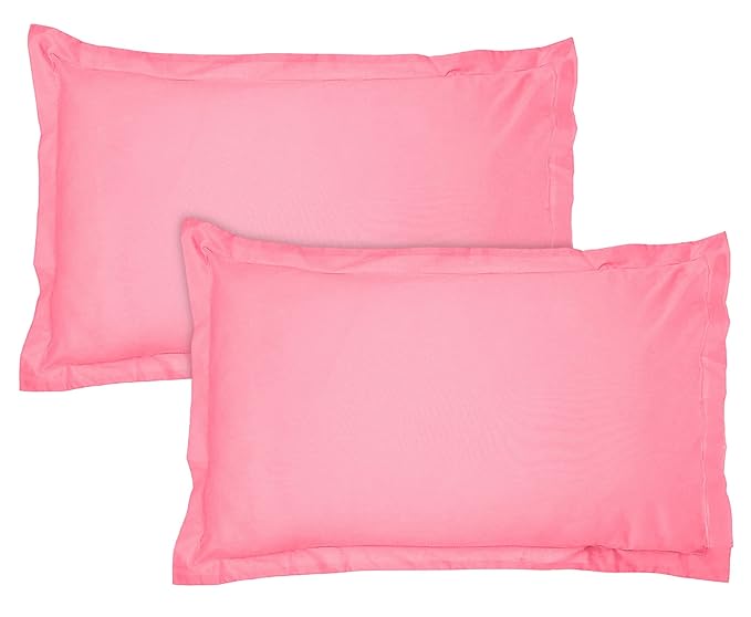 Kuber Industries Breathable & Soft Cotton Pillow Cover for Sofa, Couch, Bed - 29x20 Inch, Set of 2 (Pink)