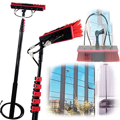 Kit de perche télescopique avec alimentation en eau et brosse rotative