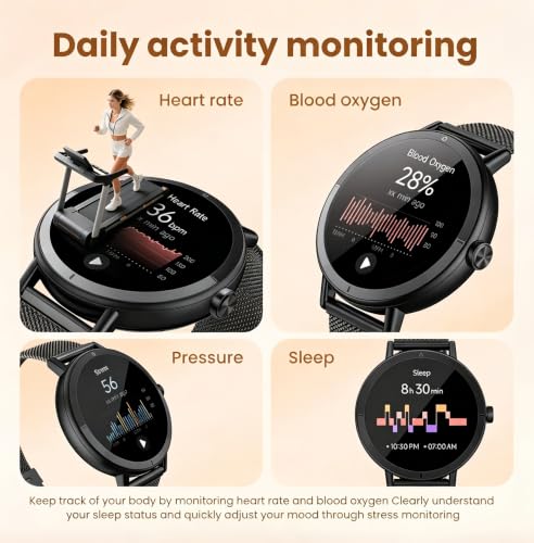 Image of KEEPONFIT Smart Watches for Women Android /iPhone, Fitness Tracker with Bluetooth Calls (Charcoal)