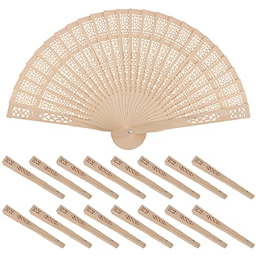 HAKZEON Set of 60 Sandalwood Fan, 8 Inch Folding Wooden Hand Fans, Hand Held Chinese Sandalwood Fan for Wedding, Home Decoration, Birthday, Fiesta