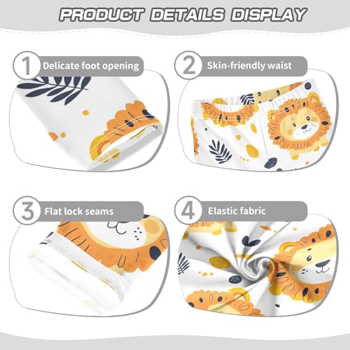Simple Lion Girls Leggings,Workout Leggings for Girls Toddler Athletic Legging Size for 3-10T3