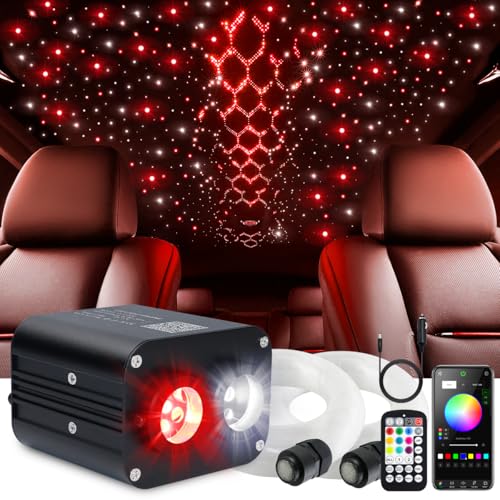Image of Starlight Headliner Kit,Twinkle + Music Sync Dual Color Fiber Optic Star Ceiling Lights with APP Remote Control, RGBW Star Lights for Car /Home Ceiling Decor, 600pcs 9.8ft
