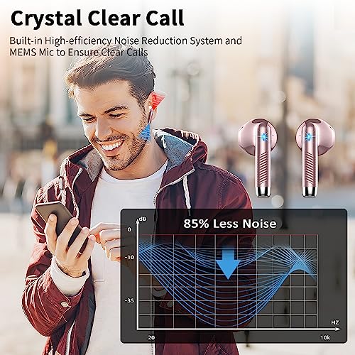 Image of Wireless Earbuds, Bluetooth 5.3 Headphones With 4 ENC Mic, 56H In-Ear Noise Cancelling Deep Bass, Mini Ear Buds IP7 Waterproof LED Display