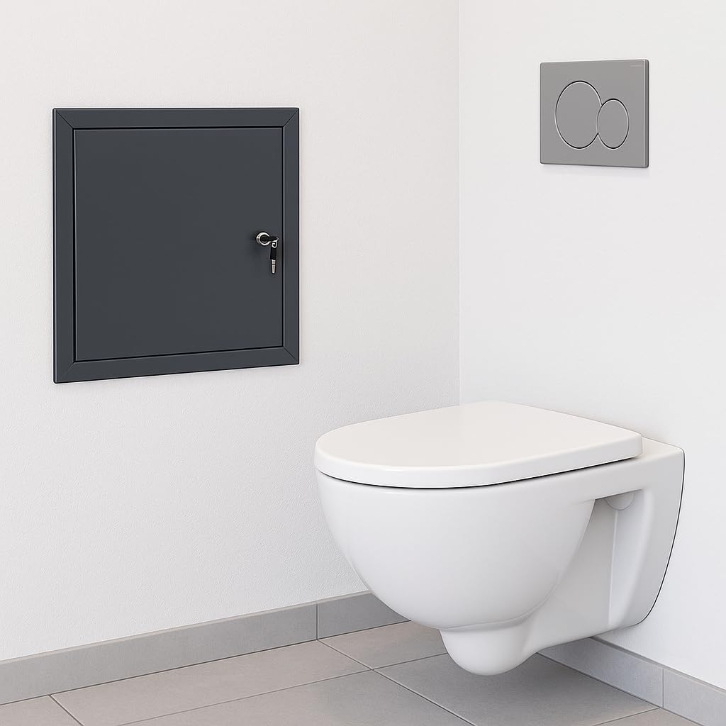 TMALASER - Porta di ispezione in metallo, 70 x 50 cm, in acciaio zincato, porta di ispezione GRAFIT 700 x 500 mm, serratura con chiave, porta di ispezione per pareti in cartongesso