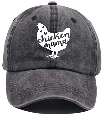 Image of Chicken Mama Hat, Farm Hen Baseball Cap Vintage Washed Distressed Denim Adjustable Dad Hats