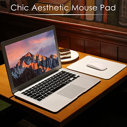 Proelife Pu Leather Mouse Pad Mat 9.8'' X 7.8'' Cute Waterproof Wear-Resistant Mousepad With Anti-Slip Base/Stitched Edge For Home Office School Gaming Computer Laptop Accessories (White) #TOP7