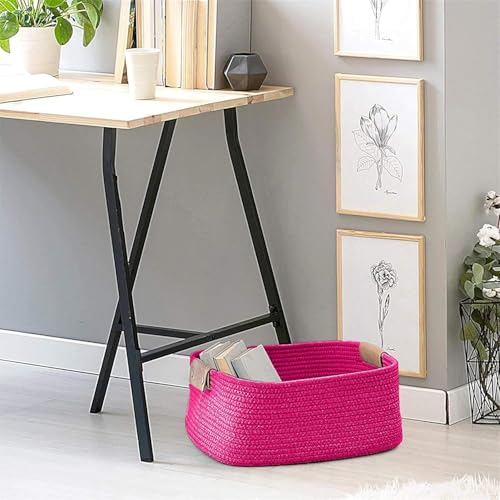 Image of GUDDE Cotton Rope Woven Storage Basket for Toys, Laundry & Blankets | Nursery Organizer Bin | Dog Toy Basket | Decorative Gift Hamper | Jute Style Home Storage (Red)