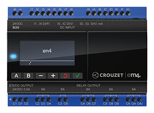 Crouzet Automation 88981103 PLC, Em4, Local, 16 Inputs, 10 Outputs, Black