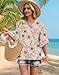WIHOLL Tops for Women Trendy Summer Clothes Dressy Casual Boho Maternity Tshirts for 2026 Fashion Clothing Plus Size Flower Blouses Print-Beige 2XL