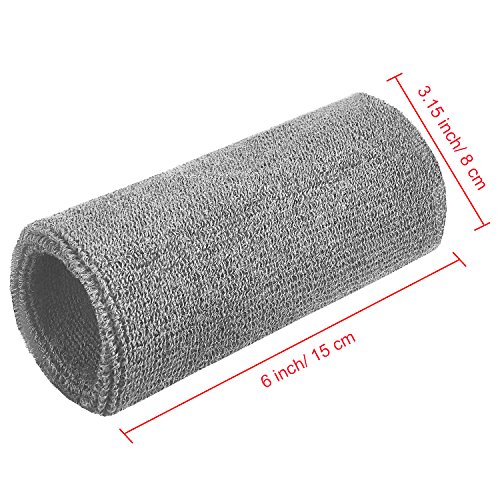 Image of WILLBOND 2 Pcs 6 Inch Wrist Sweatbands for Men and Women, Moisture Athletic Cotton Sweatband for Tennis, Basketball, Running