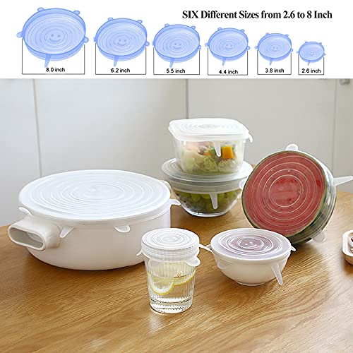Adpartner Silicone Stretch Lids, 12 Pack Of Various Sizes Bpa-Free Silicone Lids For Food Storage, Reusable Container Lids Flexible To Fit Multi-Shapes Of Containers, Microwave & Dishwasher Use Safe #TOP6