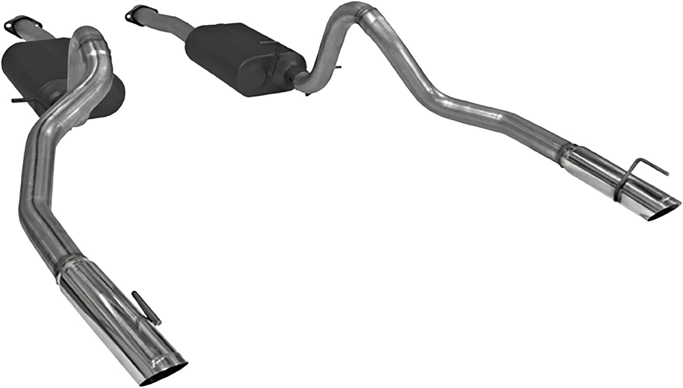 Flowmaster 817312 American Thunder Cat-Back Exhaust Kit 2.5 Inch Stainless Steel with 3 Inch Polished Stainless Tips Compatible with 1999-2004 Ford Mustang GT, MACH 1 and Bullitt with 4.6L SOHC engine