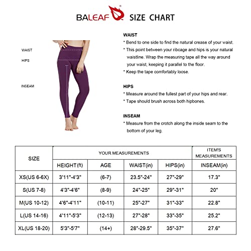 image for BALEAF Youth Girl's Athletic Dance Leggings Compression Pants Running 