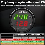 Hoembpn Zapalniczka na papierosy ładowarka USB QC3.0+PD3.0 woltomierz samochodowy termometr z wyświetlaczem LCD temperatury miernik napięcia akumulatora adapter USB 12V-24V ciężarówki Suv autobusy