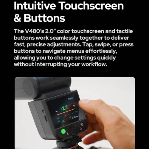 Image of Godox V480O TTL Camera Flash for Olympus Camera Flash Speedlite Speedlight Light,GN50,2.4G HSS 1 /8000s,650 Full-Power Flashes,1.7s Recycle Time,10 Levels LED Modeling Lamp