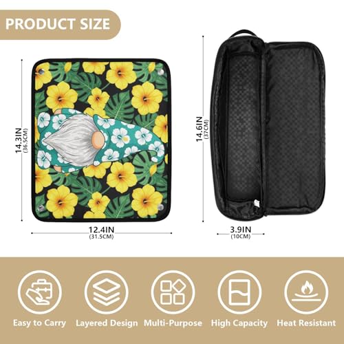 Bolso de Viaje para Herramientas de Cabello con Mat Extraíble Resistente al Calor, Organizador Portátil para Plancha, Rizador, Secador con Diseño Tropical Hawaii y Gnome miniatura 4