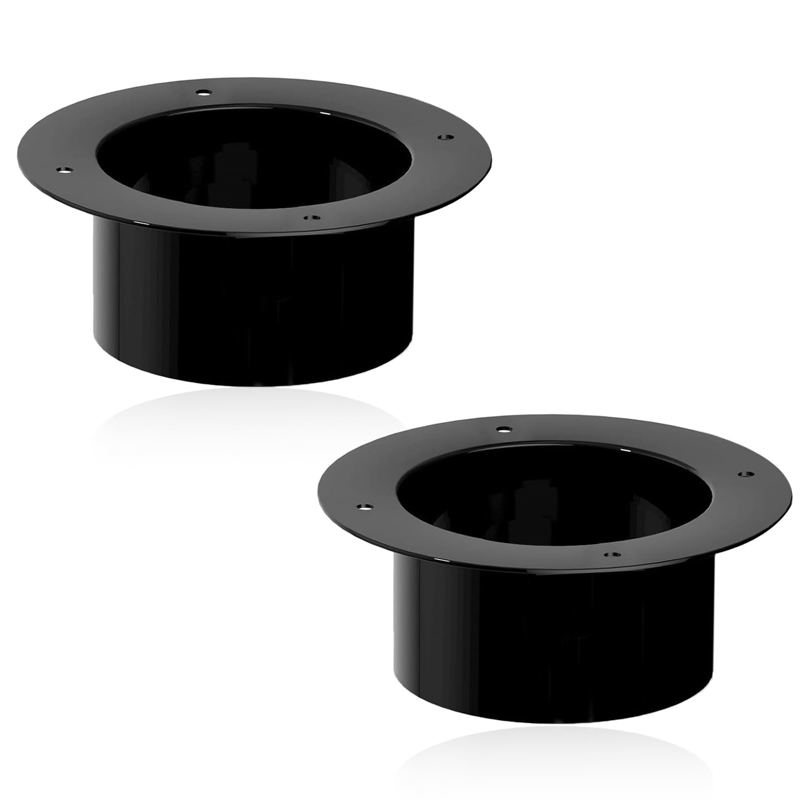 Zyetgh Black Duct Connector Flange, 2Pcs 100Mm/4Inch Ducting Flange Abs Plastic Duct Connectors For Extractor Pipe Dryer Ventilation Exhaust