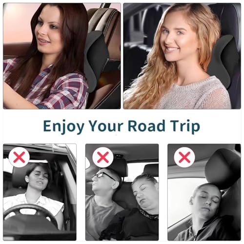 Auto Nackenkissen, Auto Kissen, Autositz kopfstütze, für Autositz Komfortabel Atmungsaktiv Memory Foam Abnehmbarer Abdeckung (Kopfstütze - Schwarz)